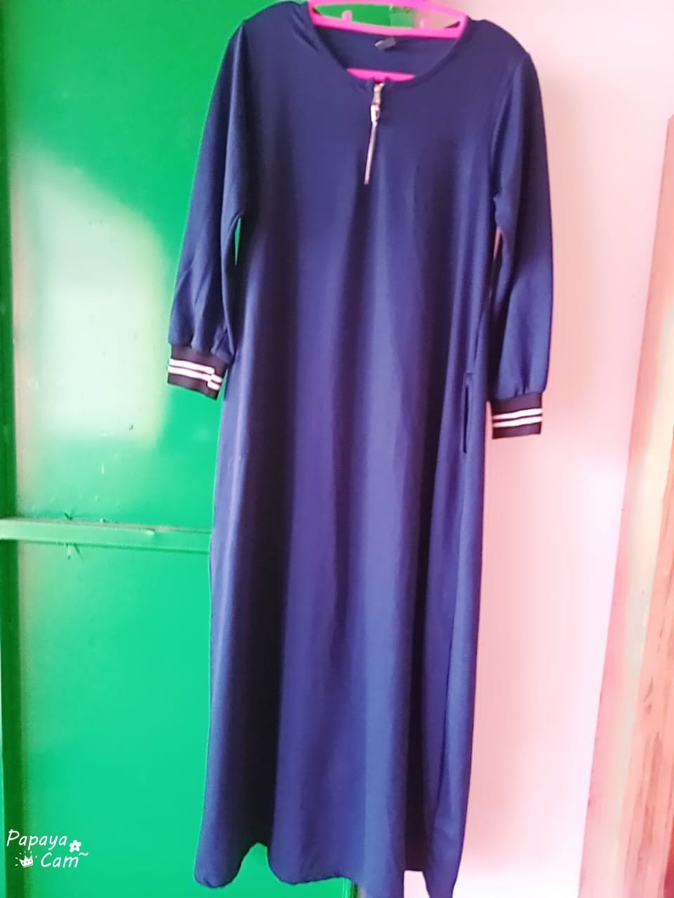 produk gamis kaos biru wanita